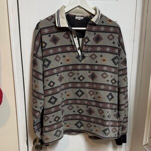 Men's Southwestern Pattern Sweater - Gray and Brown